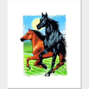 Horse riding - horse Farm - Nature - Horses Posters and Art